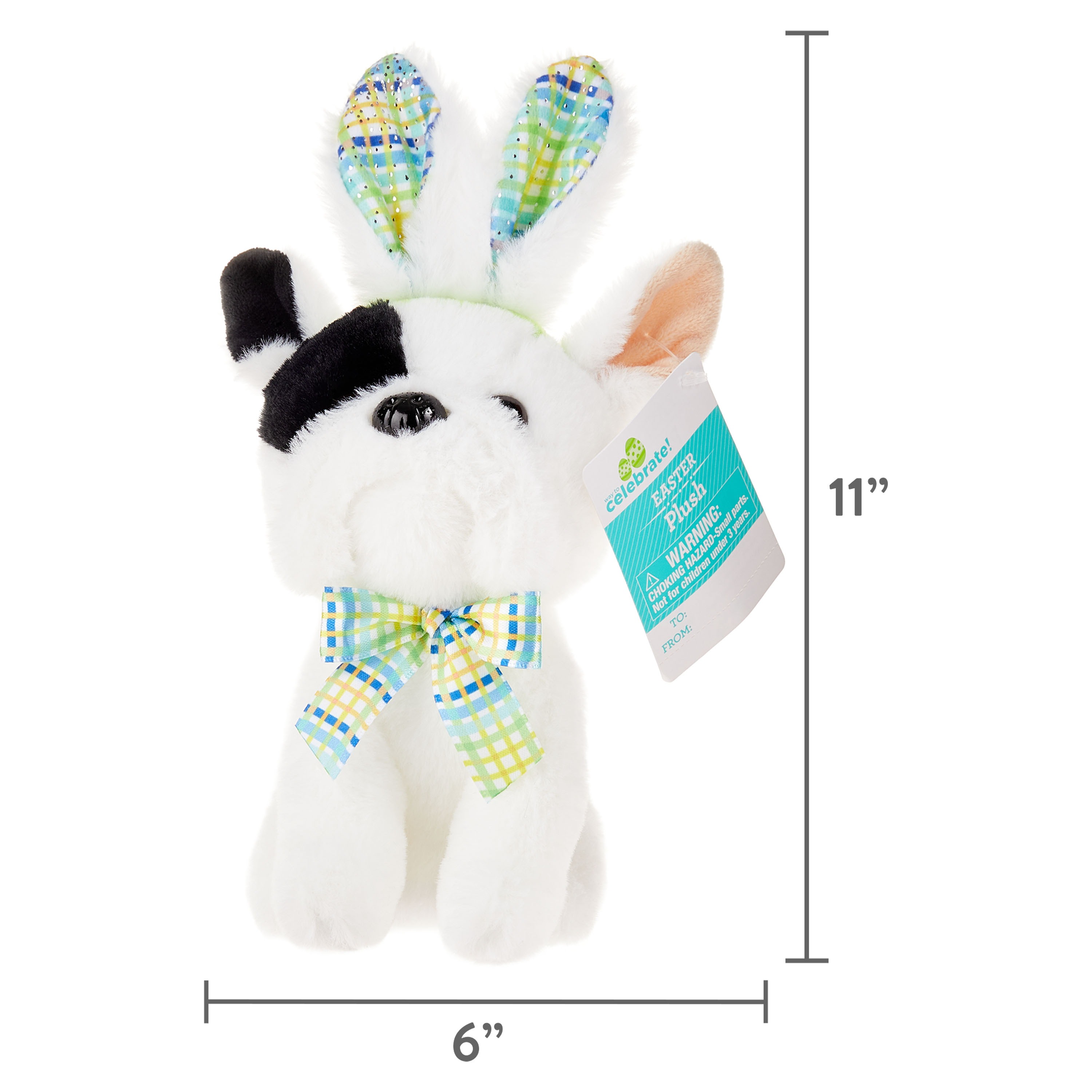 Easter Plush 7-inch Small Pup w/ Ears Grey , for 3 years up, Way To Celebrate - image 5 of 5