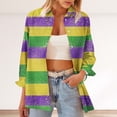 thumbnail image 4 of Sexlip Womens Mardi Gras Color Block Shirt Long Sleeve Design Quick Dry Fabric Relaxed Silhouette for Daily Errands Yellow L, 4 of 9