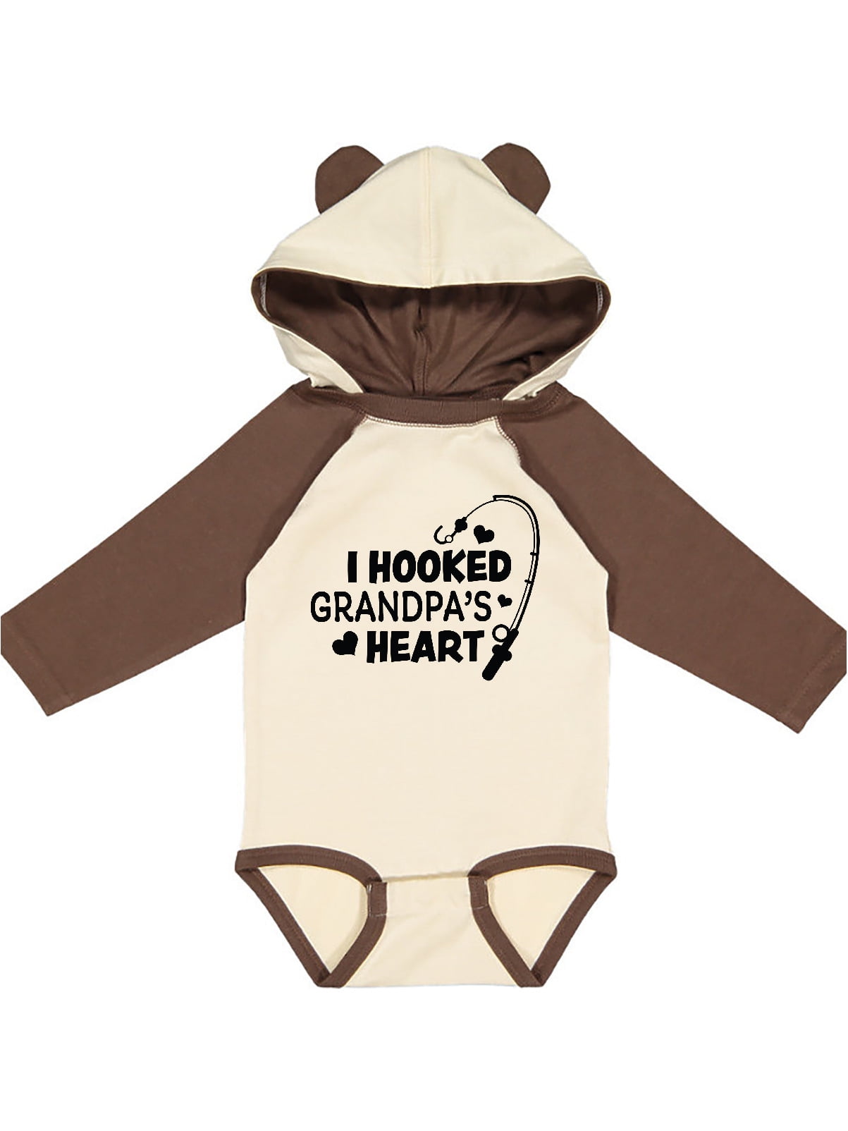 inktastic I Hooked Grampas Heart with Fishing Rod Long Sleeve Creeper