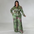 thumbnail image 4 of AURA Women Plus Size Silk Like Two Piece Outfit Casual Long Sleeve Printed Set, 4 of 8