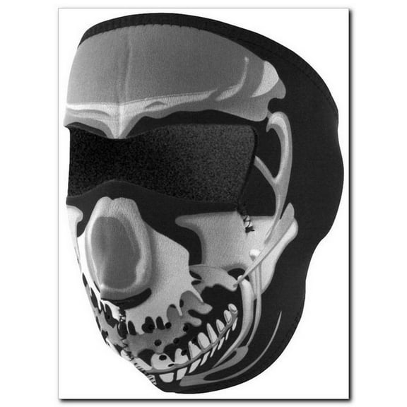 NEOPRENE FACE MASK, CHROME SKULL