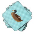 thumbnail image 2 of Carolines Treasures BB8040FC Khaki Campbell Duck Blue Check Foam Coaster, Set of 4, 2 of 3