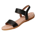thumbnail image 4 of Women's Casual Flat Slide Sandals - Elastic Ankle Strap Open Toe Beach Summer Flat Sandals Roman Sandals,41, 4 of 7