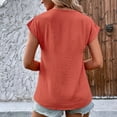 thumbnail image 4 of Kovlvoll Womens Tops Summer 2 Buttons V-Neck Solid Color Short Sleeve Shirts Loose Casual Lightweight Comfy Top Blouse, 4 of 6