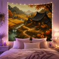 thumbnail image 2 of Autumn Village with Pumpkins and Stream, Serene Rustic for Home Decor Lovers, Landscape Wall Art Design, Thanksgiving Hostess Gift, Tapestry Wall Hanging for Bedroom and Living Room, 2 of 7