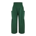 thumbnail image 3 of Yubnlvae 2025 Women's High Waist Linen Beach Pants Wide Leg Harem Trousers with Pockets | Folk Style Casual & Vacation Style, Green1, Xl, 3 of 9