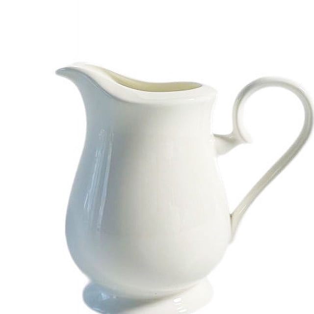Miangastore White Ceramic Creamers With Handle Small Syrup Pitcher For Farmhouse Coffee Milk Sauces Mini Jug Cup Creamer 280ml