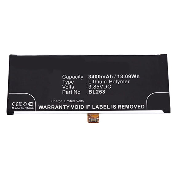 Batteries N Accessories BNA-WB-P8330 Cell Phone Battery - Li-Pol, 3.85V, 3400mAh, Ultra High Capacity Battery - Replacement for Lenovo BL268 Battery