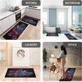 thumbnail image 5 of Black Kitchen Floor Mats Set of 2 Anti-Fatigue 0.4 Inch Thick Abstract Floral Kitchen Rugs Blue Red Flower Non Slip Waterproof Comfort PVC Mat Decor for Sink Laundry 17.3 x 28+17.3 x 47 Inch, 5 of 6