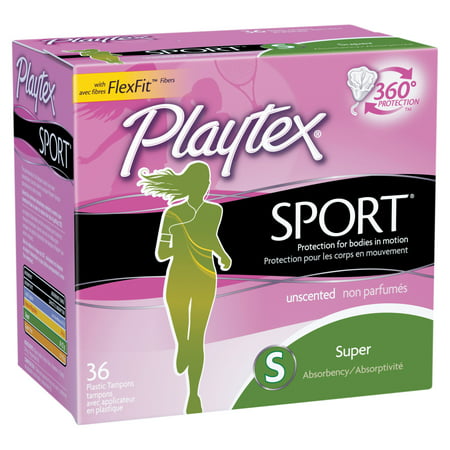 Playtex Sport Plastic Tampons, Unscented, Super, 36 (Best Tampon Brand For Sports)