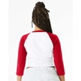 thumbnail image 3 of Bella & Canvas B15906105 Women Micro Rib 3 by 4 Raglan Sleeve Baby T-Shirt, White & Red - Large, 3 of 5