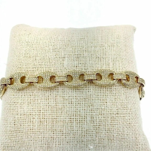 JALASH ONLINE 8CT Round Cut Lab-Created Diamond Men's Tennis Bracelet 14K Yellow Gold Finish