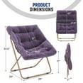 thumbnail image 2 of OSM Square Saucer Chair for Adults, Oversized Folding Cozy Lazy Chair with Metal Frame for Bedroom, Living Room, Dorm Room, Apartment (Purple), 2 of 9