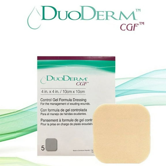 Convatec Duoderm CGF Wound Dressing 4x4 10cm x 10cm | 5 Ct Hydrocolloid Bandages | Blister Bandaids | Hydrocolloid Patch | Blister Pads | Duoderm Patches | Liquid Bandage | Ulcer and Burn Bandages