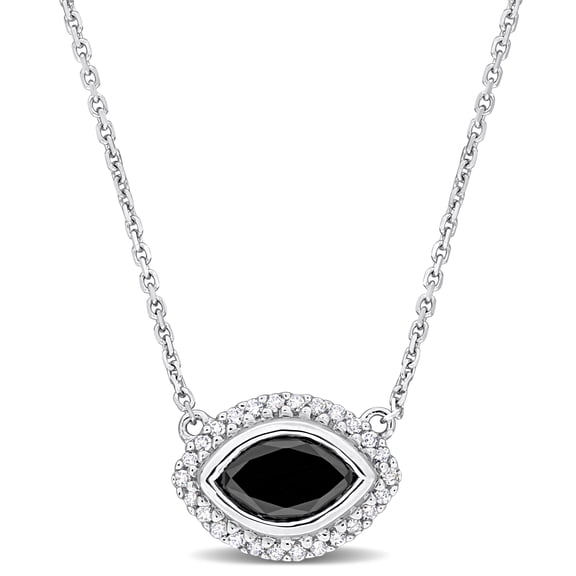 Everly Women's 1 1/10ct TW Diamond 14k White Gold Halo Necklace