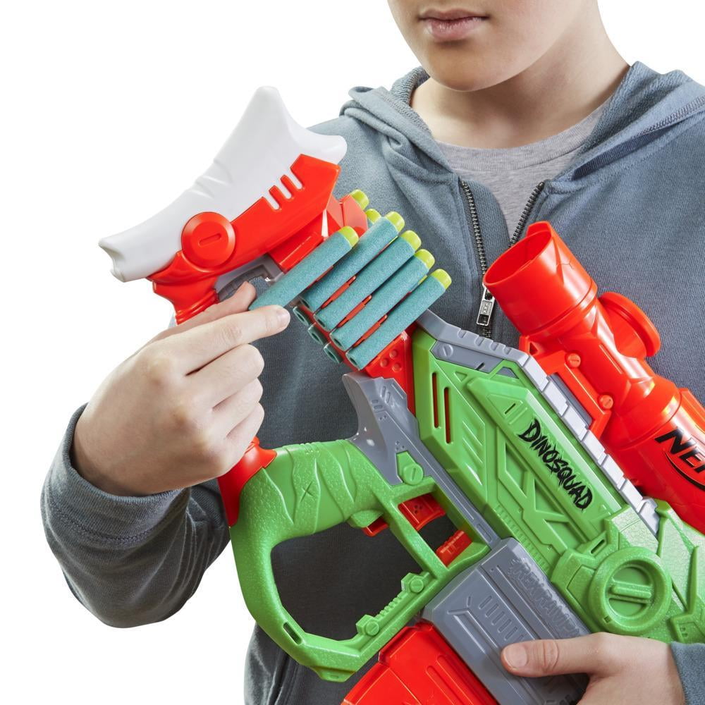 Nerf DinoSquad Rex-Rampage Motorized Dart Blaster, 10-Dart Clip, 20 Nerf  Darts, 10-Dart Storage- T-Rex Dinosaur Design - Nerf