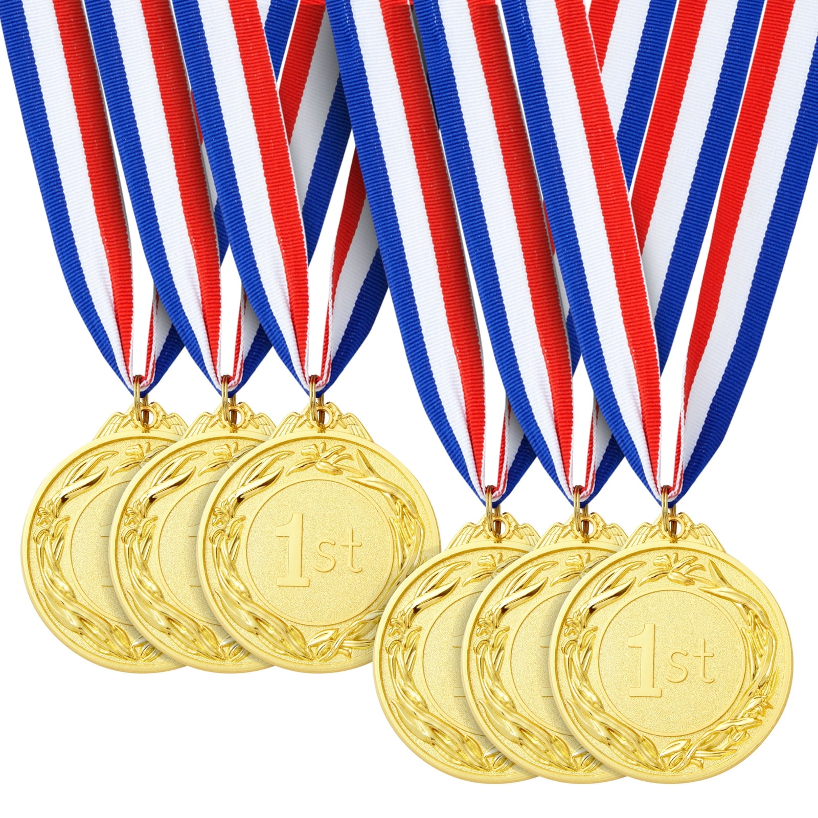 silver cup Volleyball medal with blue/white neck drape trophy award 