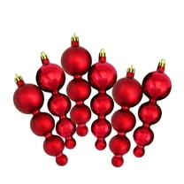 6ct Shiny and Matte Red Hot Finial Shatterproof Christmas Ornaments 5.75"