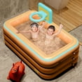 thumbnail image 2 of iRerts Blow Up Pool, Kids Wireless Inflatable Pool with Basketball Rack, Folding Swimming Pool for Kids Toddlers Infant Early Education Pool, Baby Kids Pool for Outdoor Indoor Garden Backyard, Orange, 2 of 8