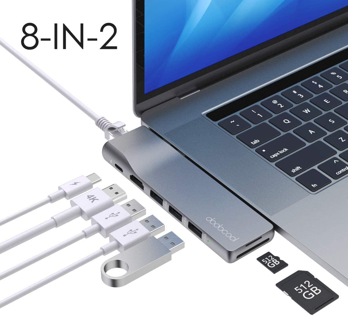 USB C HUB, 8IN2 MacBook Pro Adapter with 1Gbps 4K