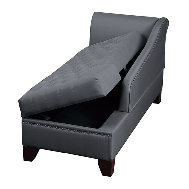 Poundex Chaise Longue en Tissu pour Meubles avec Rangement en Ardoise Noire