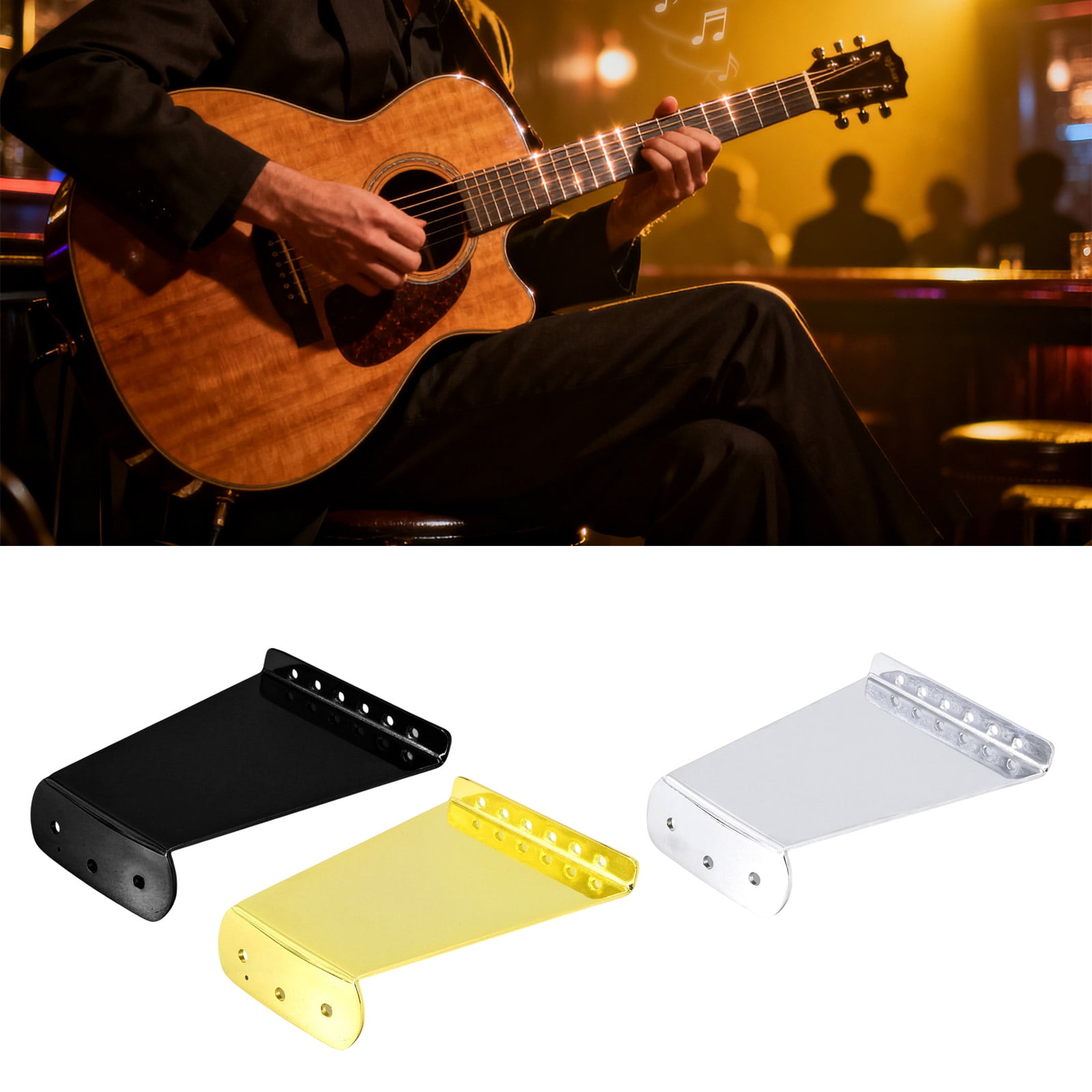 6 String Guitars Bridge Tailpiece Electric Guitar Tailpiece Replacement Resonator Metal Fixed Bridge Easy to Install