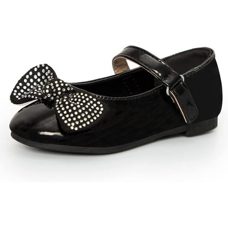 Kushyshoo Girl s Silk Black Flats Soft Mary Jane Dress Party Shoes Non-Slip 10M