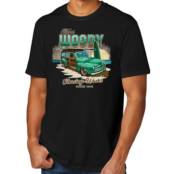 Woody Chasing Waves Men's TriBlend Tee Shirt, Large Black