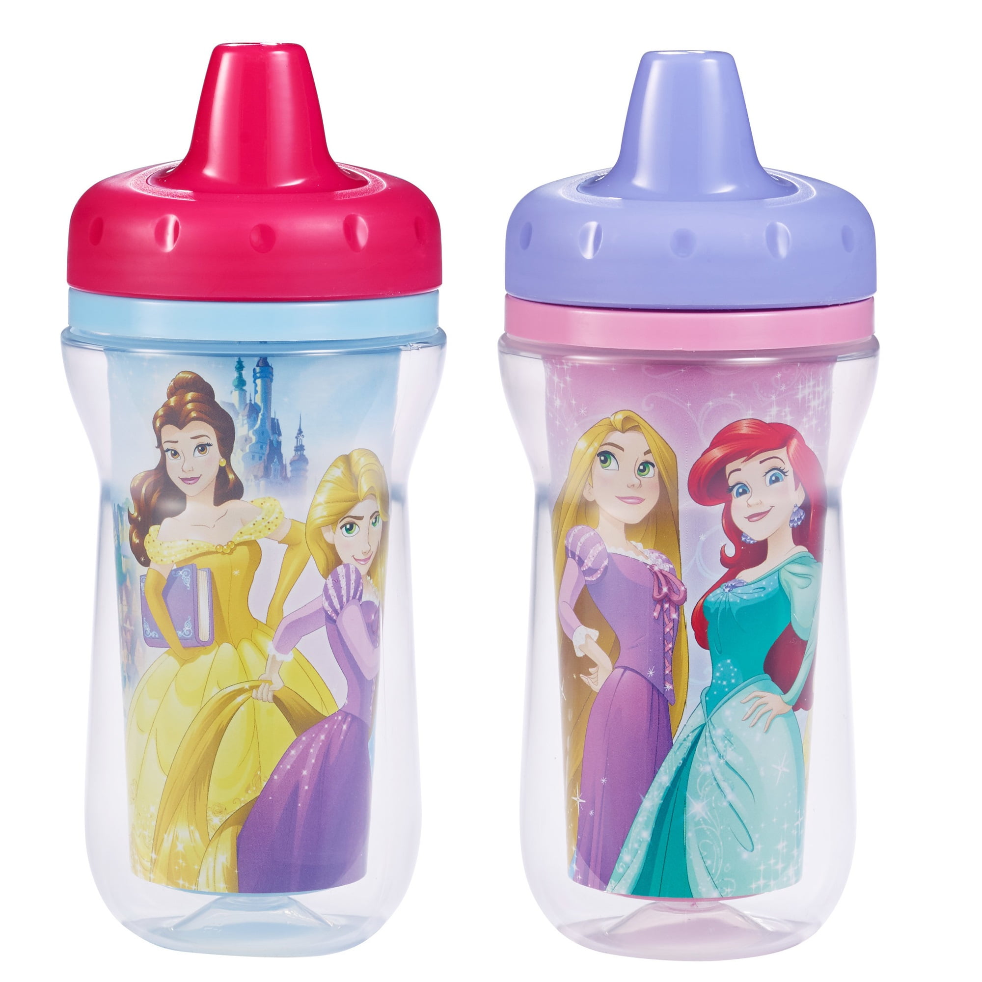 2pk Spill Proof DISNEY PRINCESS Sippy Cups Toddler Kids Girls BPA FREE PINK 