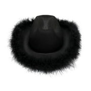 TONKBEEY Western Style Feather Decor Felt Cowboy Hat Cowgirl Cosplay Party Accessory