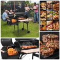 thumbnail image 3 of Gundir 44 Inch Charcoal Grill with Offset Smoker, Outdoor BBQ Grill with Thermometer, Adjustable Damper for Backyard, Camping, Patio Parties, Black, 3 of 15