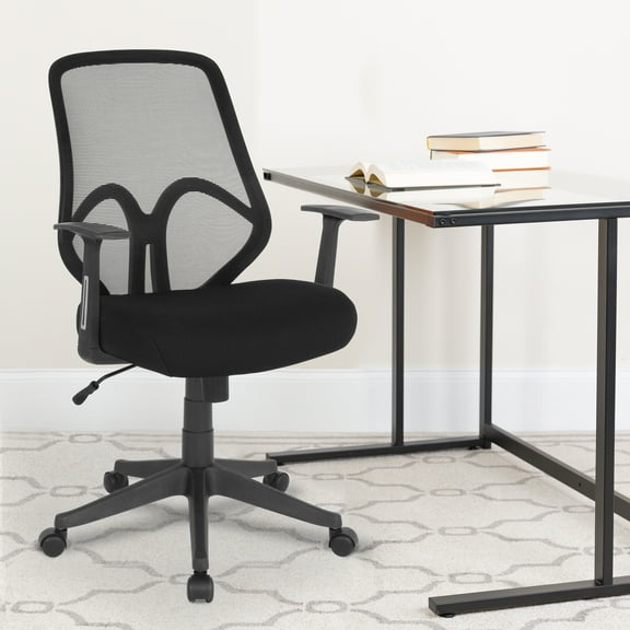 BizChair High Back Black Mesh Office Chair with Arms