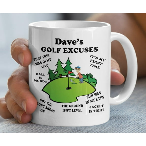 Funny Golf Mug: Personalized Golfer Gift, Humorous Golf Excuses Coffee Cup