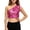 Hot Pink, variant on Girls Sequin Cut Crop Top Shimmering Square Pattern Stage Performance Tee Streetwear Shirts Tees Tops Girls ,Blue,170/180