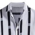 thumbnail image 2 of Camisas Manga Larga Hombre Top de informal de verano para hombre, camisa con estampado de rayas, camisa de manga corta con cuello vuelto y botones, camiseta informal (White, XS), 2 of 5