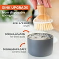 thumbnail image 6 of Bubble Up Bamboo Dish Brush & Ceramic Soap Dispenser – Family Safe, Formaldehyde-Free – Kitchen Scrub Brush for Dishes, Nonstick & Cast Iron, Gray, 6 of 10