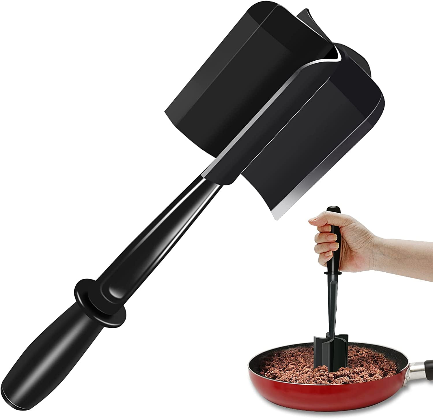 ZSXGZL Meat Choppe Curve Blades Ground Beef Masher Heat Resistant Meat  Chopper Utensil for Hamburger Meat, Ground Beef, Turkey & More, Stick  Cookware