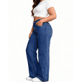 thumbnail image 6 of QERINTE Womens Plus Size Wide Leg Jeans High Waisted Stretchy Baggy Jean Denim Casual, 6 of 9