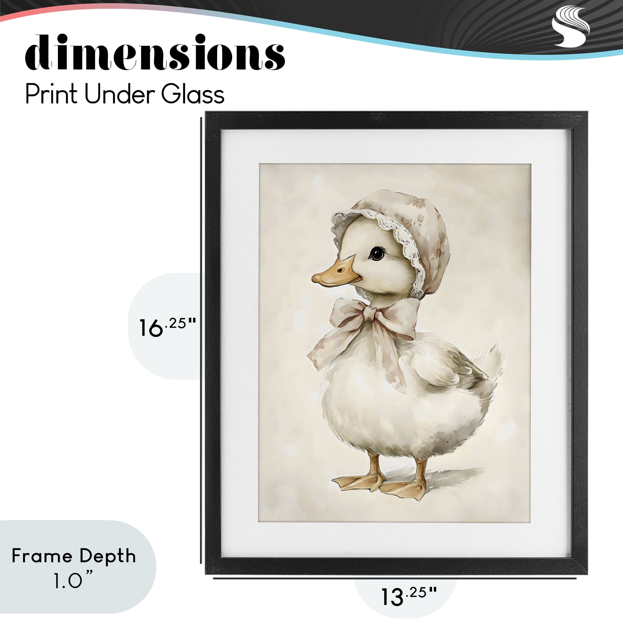 Stupell Industries Duck Wearing Bonnet Black Framed Print Under Glass, design by Arlington Prints