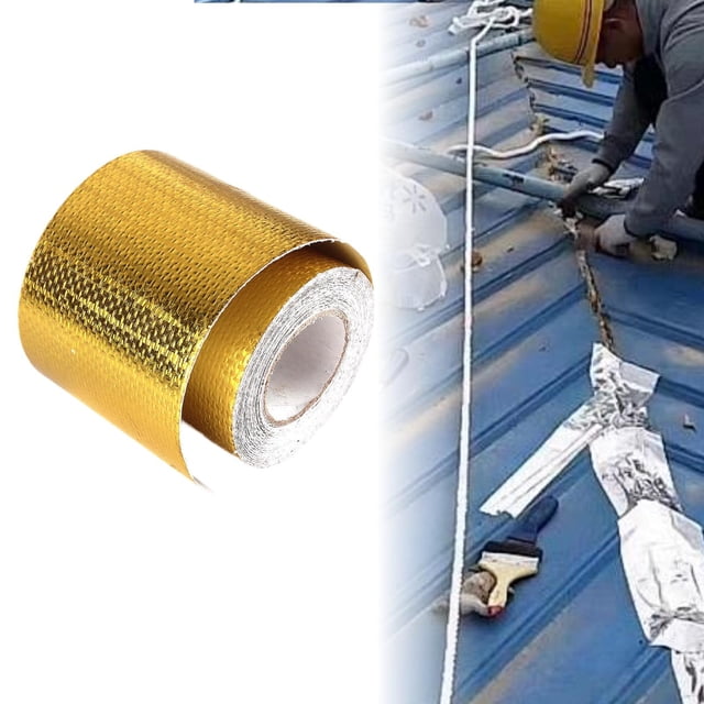 Cinta aislante térmica de papel de aluminio para automóviles, ideal para el compartimento del motor. Oro 9mx5cm
