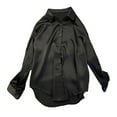 thumbnail image 2 of ZenCart Women Shirt Lapel Long Sleeve Commuter Casual Shirt Solid Color Loose Fit Smooth Satin Office Shirt Daily Wear, 2 of 8