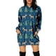 thumbnail image 1 of Vestido corto de sudadera con capucha y bolsillos con estampado navideño para mujer informal a la moda Pompotops  hdfakjf928, 1 of 4