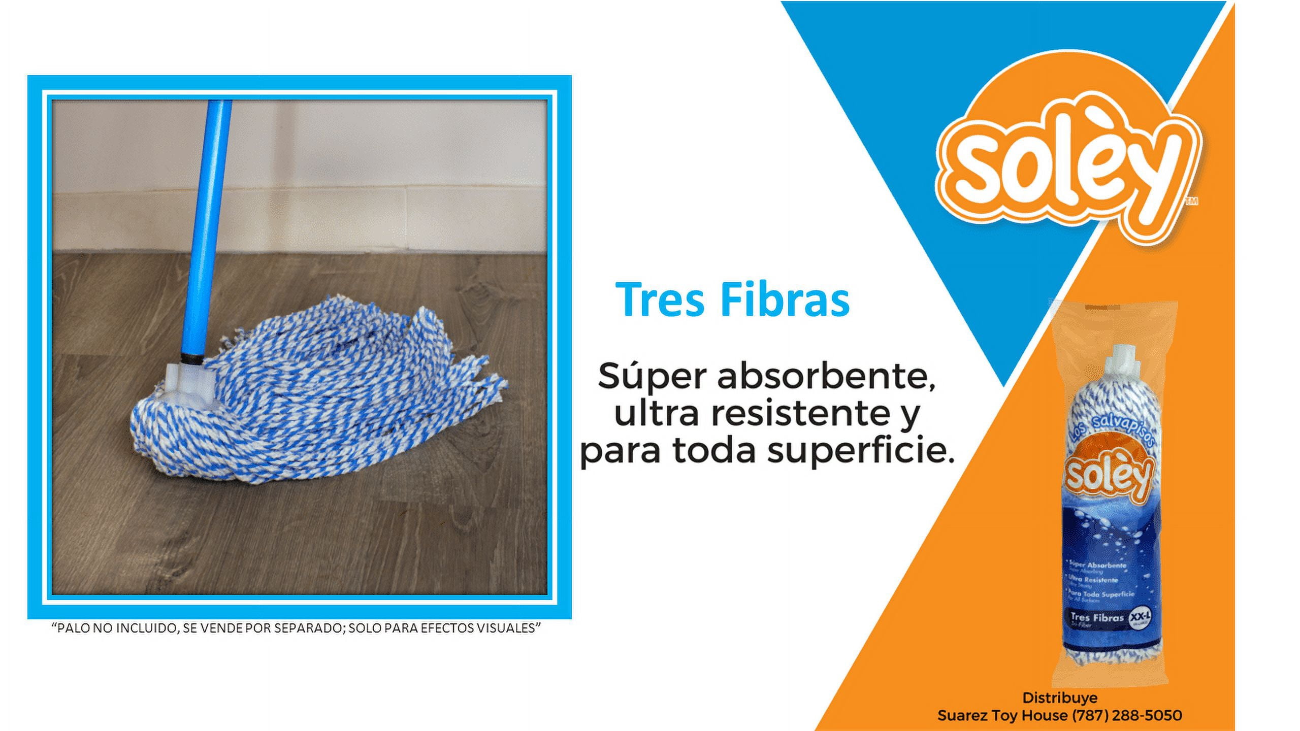 Soley XX Large Tri-Fiber String Mop Head, Polyester Rayon & Acetate, Blue & White