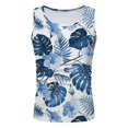 thumbnail image 4 of XIAONU Men Floral Print Tank Top Crew Neck Sleeveless Beach Shirt, 4 of 5