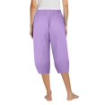 thumbnail image 4 of Outfmvch Linen Capri Pants for Women Cotton Linen Pants Cotton Linen Casual Summer Baggy Capris for Women Summer Outfits Plus Size Elastic Waist Trousers Gauchos for Women Palazzo Pants Purple S-2XL, 4 of 6