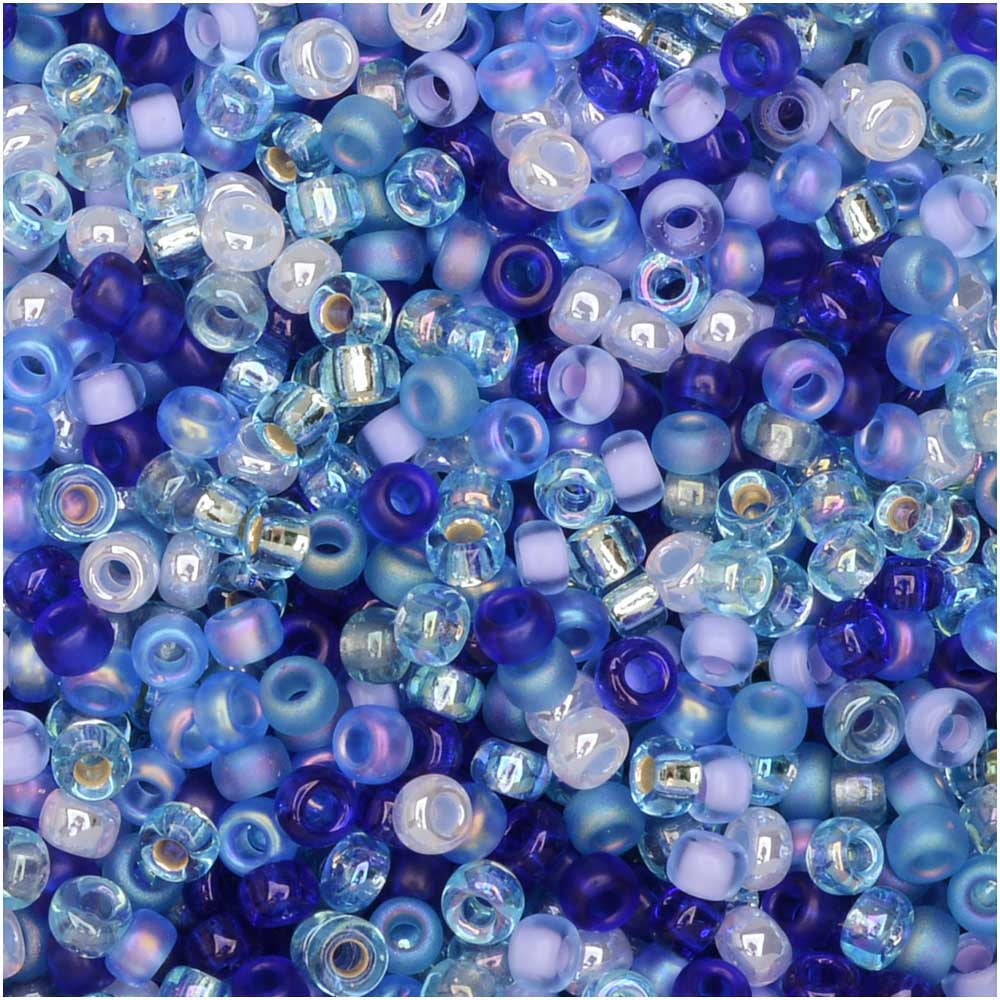 Miyuki Round Seed Beads, 11/0 Size, 8.5 Gram Tube, MIX02 Blue Tones Mix