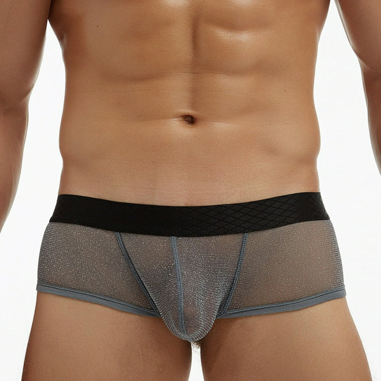 Noyal 2 Pack Mens Sexy Transparent Underwear Sheer Mesh Boxer