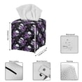 thumbnail image 3 of Psesaysky Waterproof Tissue Box Holder, Square PU Leather Tissue Box Cover, Purple Rose Skull Decorative Facial Paper Organizer Dispenser for Bathroom, Night Stands, Desk, 5.1X5.1X5.5'', 3 of 7