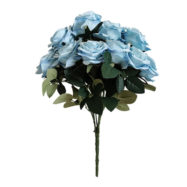Artificial Rosa Flor Ramo Simulación Rosa Casa Oficina Decoración floral Boda Ramo de flores falsas, Azul claro Inevent HA7032-07B