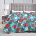 thumbnail image 3 of LNWH Cute Red Strawberry Art Pattern Throw Blanket, Fluffy Soft Cozy Bed Flange Plush Blankets, 80"x60", 3 of 8